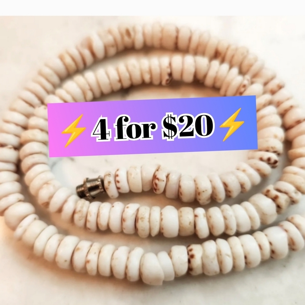 Puka Shell Necklace 17" Barrel Clasp Genuine White Tiger necklace ⚡4 for $20⚡